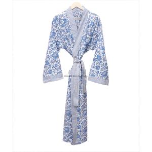 Boho Eco-Friendly Cotton Kimono <b>Robe</b> for <b>Women</b> Digital Printing Floral Pattern Front Logo Lightweight Soft Maxi Nightgown - Product Image 4
