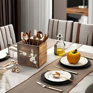 Premium Wooden Cutlery Holder for Dining <b>Table</b> Modern Style <b>Spoon</b> Knife and Fork Stand Organizer for Kitchen <b>spoon</b> stand - Product Image 5