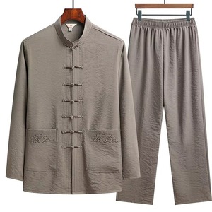 Costume Tang unisexe tendance, arts martiaux traditionnels chinois, léger, 100% polyester, séchage rapide, extensible, fermeture avant - Product Image 2