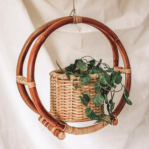 Handcrafted rattan hanging planter <b>plant</b> holder <b>basket</b> pot planters garden party decorations - Product Image 1