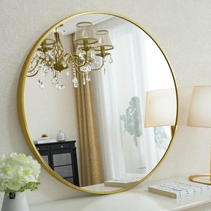 Modern Handmade Contemporary <b>Round</b> Glass Wall <b>Mirror</b> Gold Metal Frame 24 Inch Decorative <b>Bathroom</b> Bedroom Living Room REHMAN - Product Image 6