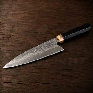 Cuchillo de Chef de Lujo Hecho a Mano con Mango de Turquesa, Cuchillo de Cocina con Hoja de Cobre y Damasco, para Regalo de Aniversario y Navidad - Product Image 2