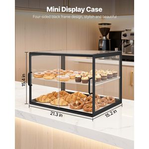 Vetrina Espositiva Commerciale a 2 Livelli in Acrilico Trasparente per Pasticceria, Cucina, Feste e Conservazione Torte - Product Image 6