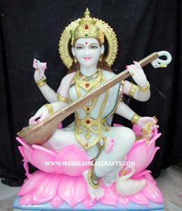 Estatua de Saraswati Maa, mármol blanco - Product Image 2