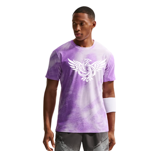 Camiseta Gráfica de Algodón Morado para Hombre, Cuello Redondo, Manga Corta, Corte Regular, Suave y Transpirable, Estampada, Venta al por Mayor, Talla X - Product Image 1