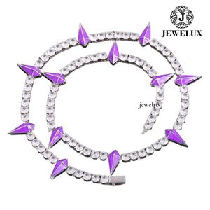 Best Selling <b>Statement</b> <b>Necklace</b> Moissanite Spike Rhodium Plated 925 Silver Hiphop Party Unisex Jewelry Available At Export Price - Product Image 4