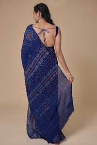 Sari en Chiffon Pur Doux Rai Dana Fait Main Bandhej Mode Ethnique - Product Image 3