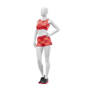 Ensemble de sport et fitness personnalisé 2 pièces : Crop top à col rond et short, bretelles réglables, taille élastique, séchage rapide, extensible dans les quatre sens - Product Image 5