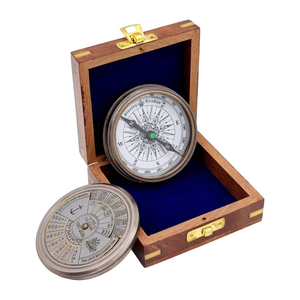Boussole Nautique Vintage en Laiton avec Boîte Cadeau en Bois, Boussole de Navigation Antique, Boussole Maritime, Boussole Décorative, Cadeau de Voyage - Product Image 3