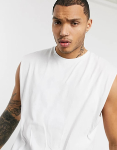 Débardeur en tricot blanc sans manches pour homme, col rond, décontracté, couleur unie, en coton, style muscle - Product Image 2