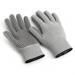 Gants tricotés à pois en PVC à motifs de préhension répétés, avec poignets extensibles et tissu durable, pour le travail logistique et usage général - Product Image 6