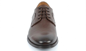 Chaussures Oxford marron unies pour hommes, à bout pointu, à lacets, en cuir véritable, semelle extérieure en caoutchouc, style marche toutes saisons - Product Image 3
