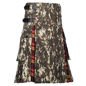 Kilt hybride camouflage pour homme avec doublure en tartan, imprimé numérique, polyester, coupe classique, vêtements européens pour adultes - Product Image 2