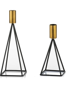 Bougeoir conique structuré géométrique noir moderne Bougeoir décoratif de table métallique de qualité supérieure Décoration de Noël et d'événements - Product Image 6