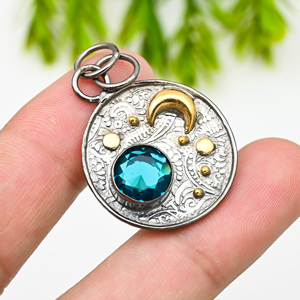 Collar de topacio azul de Londres, plata 925, joyería de lujo - Product Image 2