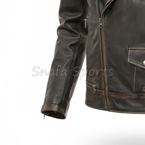 Blouson en cuir classique zippé pour homme, best-seller, vêtement élégant pour homme, blouson bomber pour l'extérieur, en vente - Product Image 4