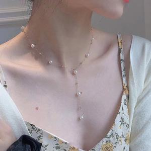 Collar de Perlas de Agua Dulce de Alta Calidad con Cadena de Clavícula Cielo Estrellado, Diseño Elegante y Sencillo de Plata S925 - Product Image 3