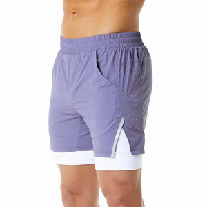 Custom Design Men Double <b>Layer</b> Gym Athletic Workout Running Training Shorts High Quality Quick Dry 2 in 1 Shorts - Product Image 4