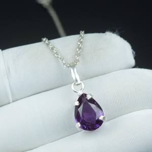 Pendentif goutte d'eau Alexandrite en argent sterling 925, collier à changement de couleur, bijou tendance, cadeau - Product Image 1