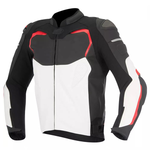 Chaqueta de cuero para motocicleta con paneles reflectantes para hombre - Product Image 1