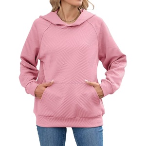 Sweat à capuche décontracté élégant pour femme, couleur unie, 100 % coton tricoté, écologique, respirant, séchage rapide, design personnalisé BD - Product Image 1