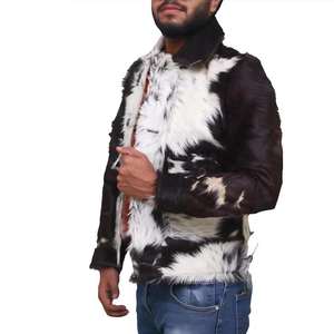 Veste en cuir de vachette de qualité supérieure pour homme, style motard, hiver, avec fermeture éclair, logo sur le devant, respirante et écologique, séchage rapide - Product Image 2