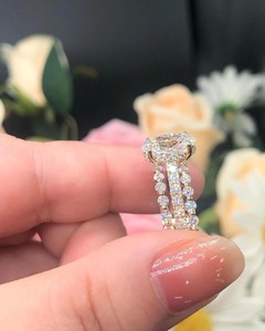 3 Ct Oval Cut Moissanite Halo Wedding Engagement & Anniversary <b>Ring</b> <b>Set</b> For <b>Women</b> Gift For Her - Product Image 2