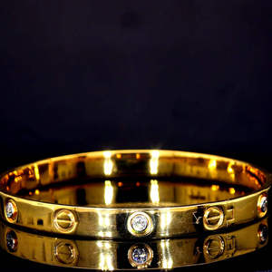 Bracelet en or exquis pour femme avec diamant synthétique brillant rond cultivé en laboratoire, plaqué or, bijoux de luxe pour célébration - Product Image 2