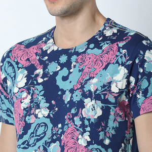 <b>Men's</b> <b>Navy</b> <b>Blue</b> Short Sleeve <b>T</b>-<b>Shirt</b> Silk Screen Printed O-Neck Oversized Casual Style 100% Cotton Jersey Fabric Eco-Friendly - Product Image 5