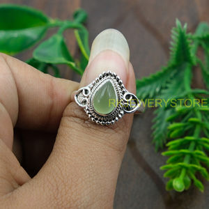 แหวนแคลเซโดนีสีเขียว แหวนเงินแท้ 925 แหวนหินสีเขียว แหวนดีไซน์แฮนด์เมด เครื่องประดับแคลเซโดนี ของขวัญคริสต์มาส วันเกิด - Product Image 5
