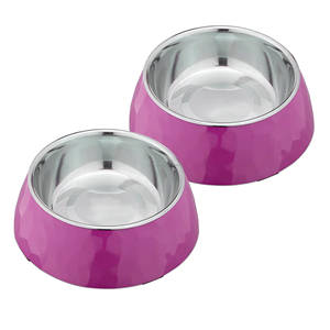Colorful Glossy Handmade Metal Pet Cat <b>Bowls</b> Vintage Stainless Steel Pet <b>Bowls</b> Cat Food <b>Bowl</b> and Custom Price (<b>Pink</b>) - Product Image 1