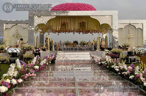 Miroir rond Mandap pour décor de mariage indien chaises en fer portables accessoires fêtes en boîte fournitures en fibre de gros en forme d'éléphant - Product Image 2