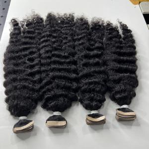 Cinta birmana Virgen sin procesar 100% en extensiones de cabello cinta de cabello rizado birmano de doble dibujado - Product Image 1