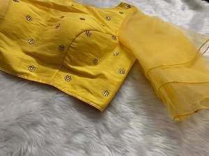 Purvang Global Yellow Traditional Choli Blouse Stone Work Women Wedding Party Wear <b>Indian</b> Pakistani Ethnic Crop <b>Top</b> Regular Fit - Product Image 2