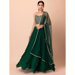 Les événements en Georgette vert foncé attrayants portent Lehenga Choli avec Dupatta - Product Image 1