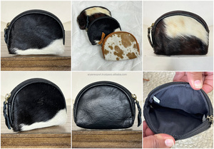 Real Handmade Hair On Hide Fur Leather Coin Change Purse Oval Credit Card Holder Case Western Stylish <b>Cute</b> Small Oval <b>Wallet</b> - Product Image 3