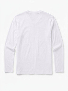 Camiseta de Manga Larga con Cuello en V para Hombre, 100% Algodón, Tejido Transpirable, Corte Regular, Color Blanco Sólido, Ropa Casual - Product Image 6