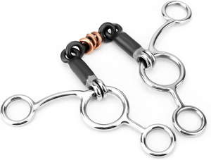Horse Chew, Stainless Steel Horses Snaffle Bits Oval Link <b>Gag</b> Bit with Black Steel Mouth Full Cheek <b>Gag</b> Equestrian Loose <b>Ring</b> - Product Image 4