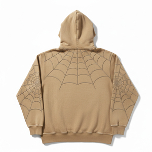 Sudadera con capucha personalizada al por mayor para hombre, chándal gráfico con diseño de telaraña de diamantes de imitación, sudadera polar unisex, ropa urbana, de fábrica - Product Image 2