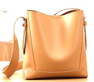 Royaa Minimalist Leather Shoulder Bag, <b>Large</b> Bucket Shopper Tote for Everyday Spacious Genuine Leather Tote Bag Removable Pouch - Product Image 1