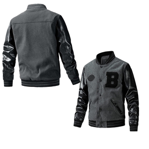 ผู้ผลิต OEM MOQ ต่ำ แจ็คเก็ตเบสบอลแบบ Letterman Varsity คุณภาพสูง ปักลาย แขนหนัง สำหรับผู้ชาย แบบกำหนดเองได้ - Product Image 4
