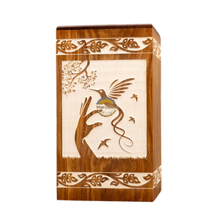 Urne funéraire en bois de rose sculptée à la main AYAANS, très vendue, pour cendres d'adultes, urnes funéraires en gros (6X6X11)IN - Product Image 3