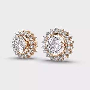 Women's Hoop Earrings in 10k Yellow, <b>Rose</b>, White Gold Moissanite Round Cut Diamond Trendy Jewelry IGI Certified Silver Plated - Product Image 6