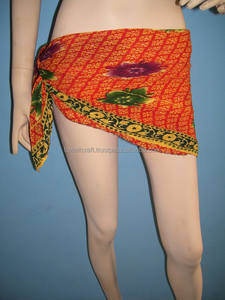 Falda de Playa con Flecos Triangulares Arrugados, Estilo Sarong, Falda Cruzada para Mujer, Manga Corta, Material de Seda y Poliéster para Verano - Product Image 4