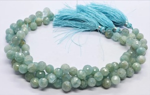 Cuentas de piedras preciosas sueltas de forma redonda facetada de Aguamarina natural hebras de Aguamarina hechas a mano para la fabricación de joyas precio al por mayor a granel - Product Image 5