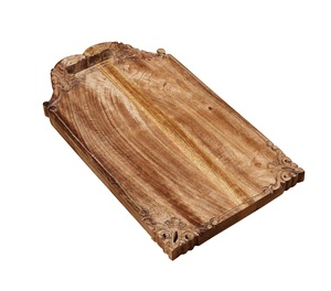 Elegante Tabla de Cortar de Madera de Teca Tallada a Mano con Diseño de Borde Ornamentado, Superficie Gruesa y Duradera, Apta para Alimentos, Plato para Servir - Product Image 4
