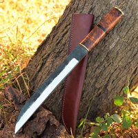Couteau médiéval artisanal à pointe tombante en acier au carbone, couteau de camping et de bushcraft avec manche en bois, personnalisable ODM
