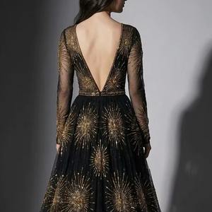 Elegante Vestido de Noche Formal sin Espalda con Lentejuelas y Silueta de Sirena, sin Mangas, con Cuentas, para Invitadas de Boda, Venta al por Mayor para Boutiques - Product Image 1