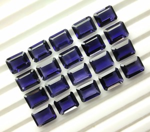 Lote al por mayor de gemas sueltas de iolita natural de primera calidad, 7x5mm, talla octogonal facetada, iolita azul violeta calibrada con corte esmeralda AAA - Product Image 3