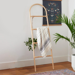 Échelle à serviettes en rotin minimaliste, support de couvertures de grande qualité, ensemble décoratif pour suspendre les vêtements - Product Image 6